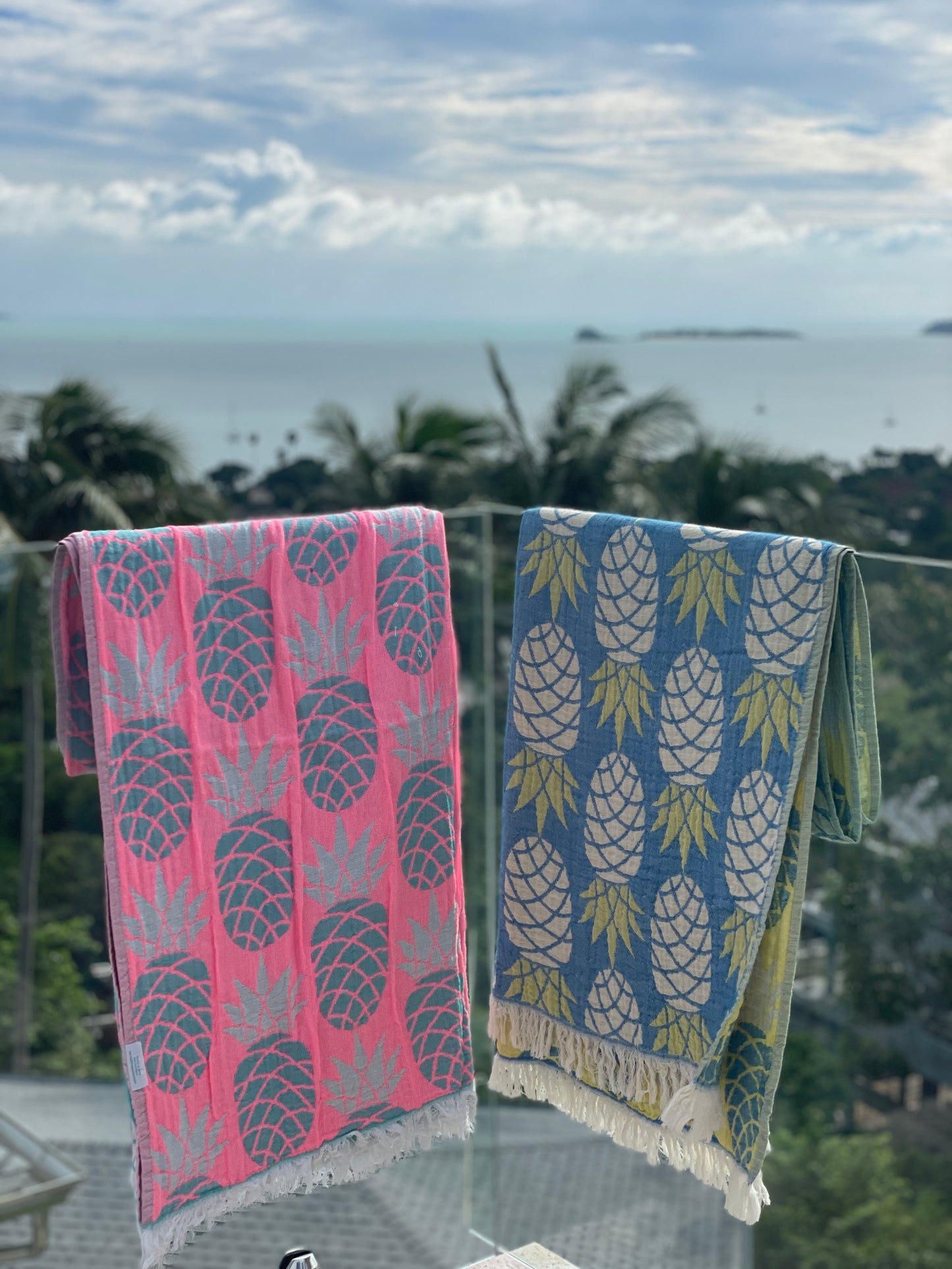 Pineapple Turkish Towel - Yellow/ Blue