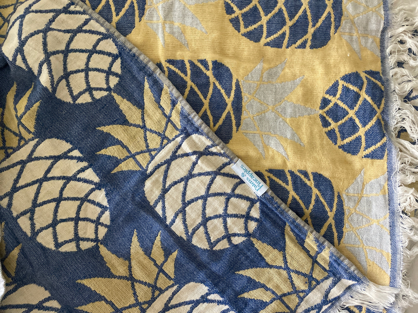 Pineapple Turkish Towel - Blue/ Gold