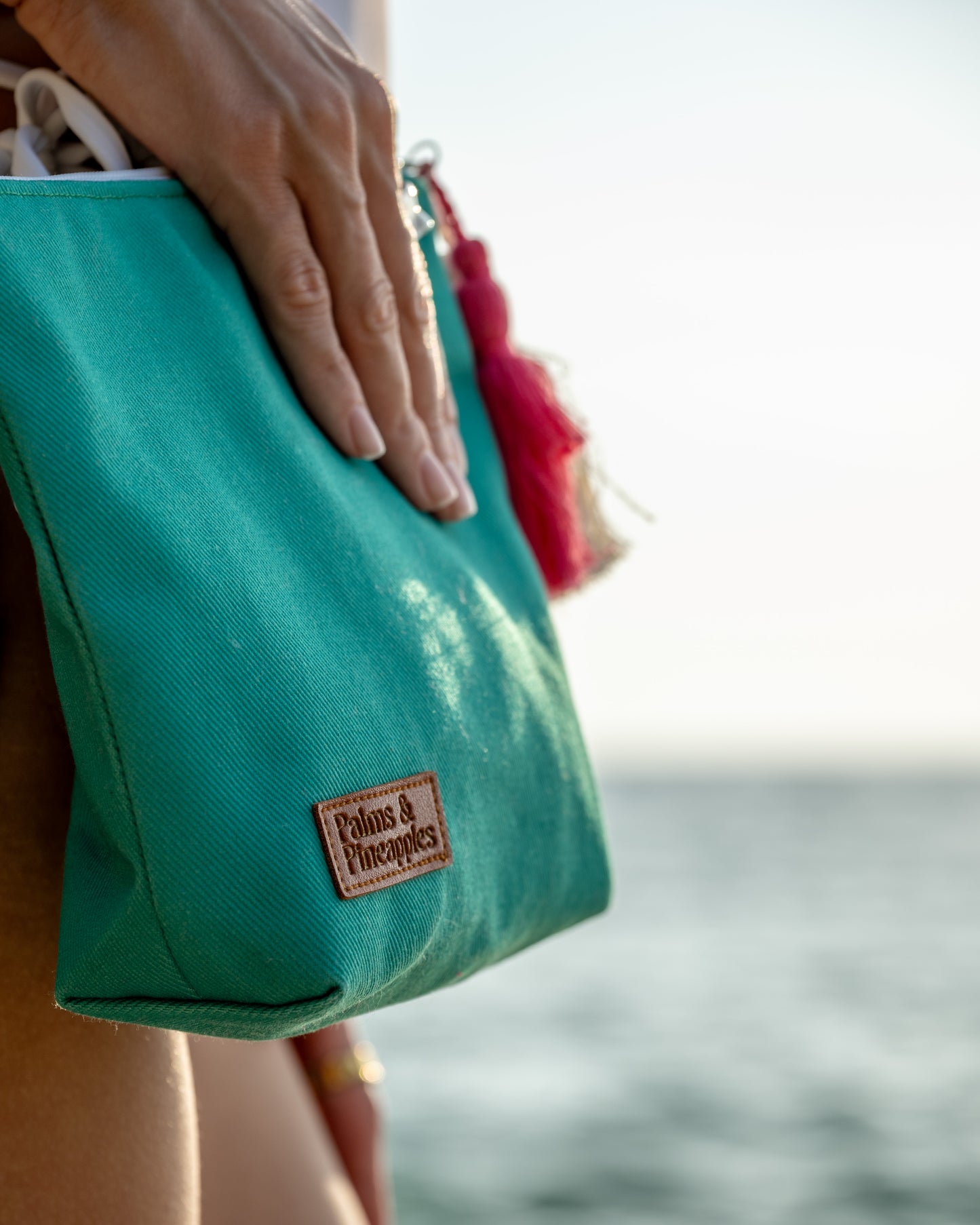 Green Pouch Bag - Palms & Pineapples