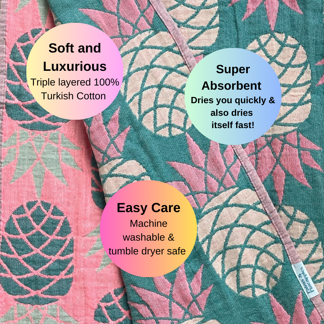 Pineapple - Turquoise/ Pink - Palms & Pineapples